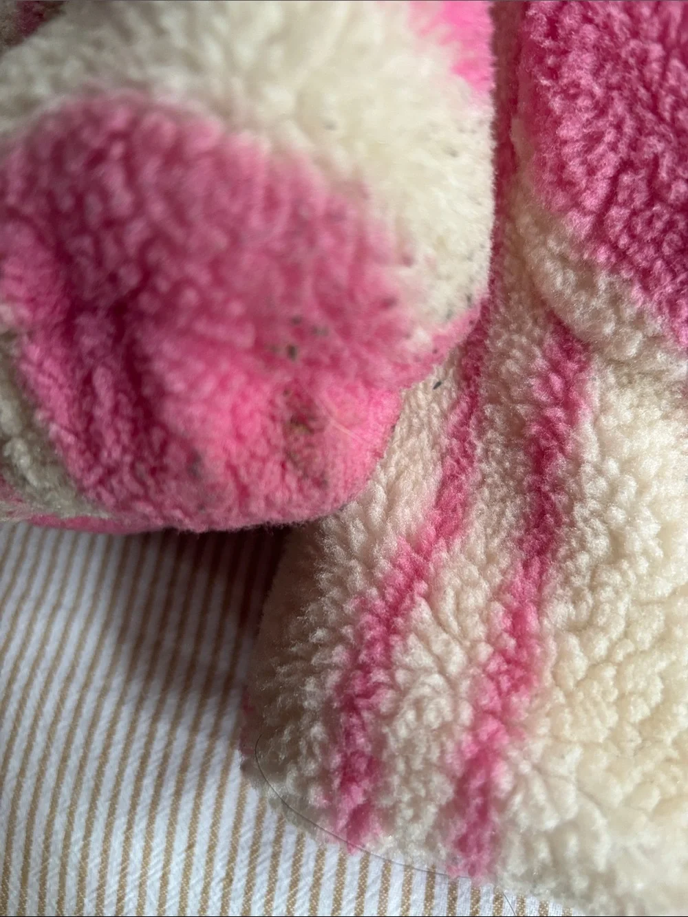 Lola + The Boys Cream Sherpa Jacket with Pink Hearts sz6